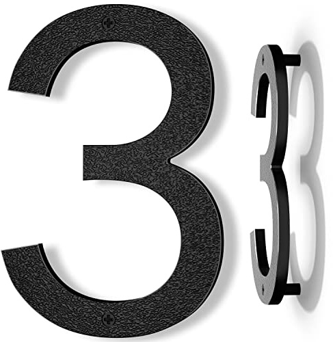 Yafimea Numero civico esterno 20 cm nero, Numero grande da parete con effetto galleggiante 3D, design moderno in plastica ABS resistente alle intemperie (3)