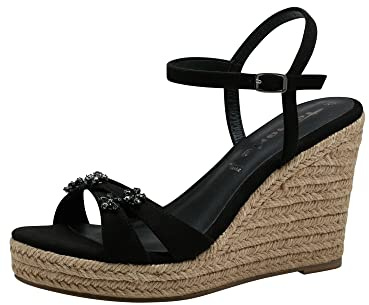 Tamaris Damen 1-1-28025-30 Keilsandale, Schwarz, 39 EU