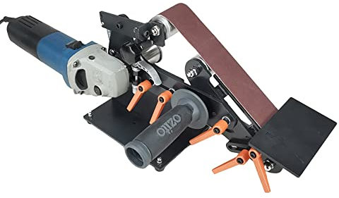 LeTkingok Mini DIY Bandmaschine Halterung, Winkelschleifer nachgerüstet Bandschleifer Schärfer Hand-Poliermaschine