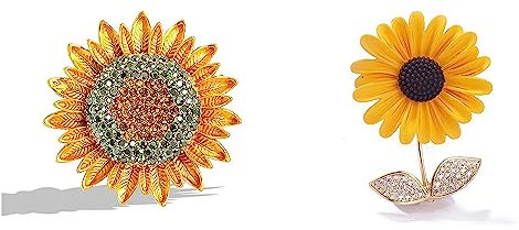 TUKEVA 2 Stück Emaille Anstecknadel Mit Diamanten Pflanzen Emaille Blumen Brosche Emaille Sonnenblumen Gänseblümchen Material der Legierung Für Abendessen Geburtstage Hochzeiten Veranstaltungen