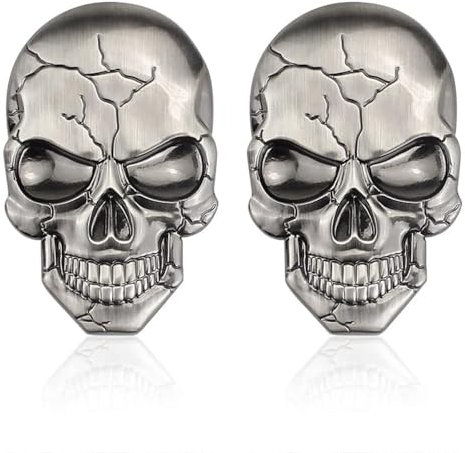 MaoNativey 2 Pezzi Emblema Autoadesivo Teschio Adesivo Teschio 3D Skull Punisher Veicolo Adesivo Impermeabile Decorazione per Auto Moto