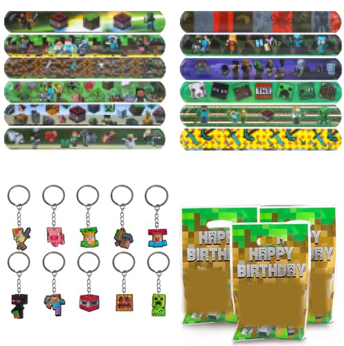 Dncvb 32 Stück Videospiele Party Mitgebsel, Gamer Spiel Gastgeschenke, Spiel Schlüsselanhänger Spiel Armband Kinder, Gamer Theme Party Zubehör Setfür Jungen Spiele Geburtstage Party Geschenke