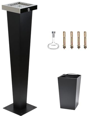 Posacenere da Esterno da Pavimento in Acciaio Inossidabile con Secchi Interni, Posacenere da Terra 94 cm per Uso Interno ed Esterno da Poweka