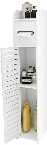 HUOLE Mobiletto Bagno Salvaspazio in Plastica armadio sottile per piccoli spazi, Carta Igienica da Terra | Organizer Bagno, Cucina, Dispensa, Lavanderia-17 * 15 * 78cm-bianco