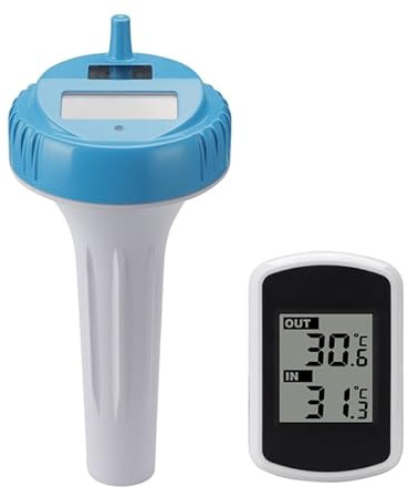 Pool, termometer radio, elektronisk digital display, vattentermometer radio, flytande pooltermometer, soldriven trådlös termometer för pooler, spa, hydroterapi, IP67