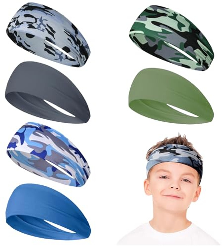 BelleVive 6 bandeaux de sport absorbants et respirants pour enfants, multicolore, L
