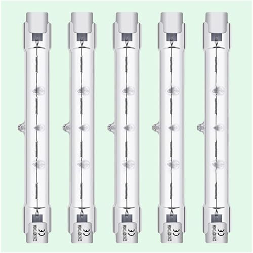 Vinaco R7S 118mm 300w, 5er-Pack j118 r7s dimmbar mit 2800k Warmweiß, Hohe Leistung 5500LM halogenlampe 230v 300w r7s, Langlebig leuchtmittel r7s halogen für Sicherheitsleuchten, Landschaftsleuchten