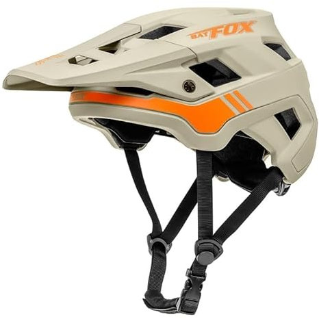 BATFOX Fahrradhelm, Leichter Komfort Mountainbike-Helm Skateboard Helm mit Visier, Atmungsaktiv Helme für Herren Damen Erwachsene Jugend, Verstellbar in der Größe (Khaki, M)