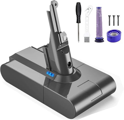 Akku für Dyson V8 SV10, 6.0Ah Ersatz für Dyson V8 Akku Serie kabelloser Staubsauger, V 8 Absolute Animal Filter Motorhead Fluffy, Kompatibel mit für Staubsaugern
