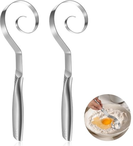 Didaey 2 Pcs Seamless Danish Dough Whisk 10 Stainless Steel Dutch Bread Dough Whisk Tool for Sourdough Bread Baking, Whisking, Pastry, Cake Batter, Biscuits, Dishwasher Safe