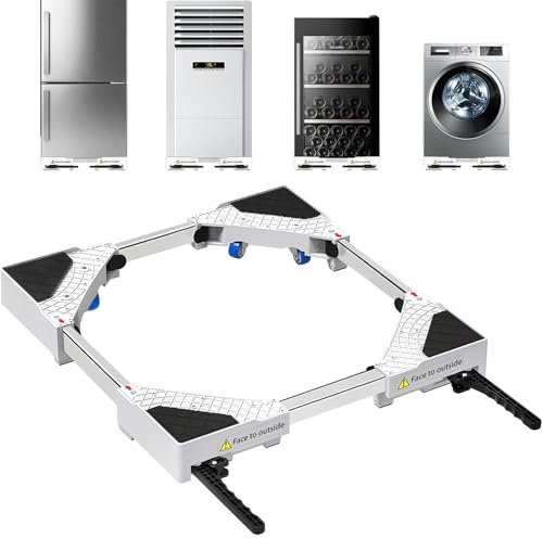 NIUXX Base Universale per Lavatrici, Scooter, Funzione Anti-Vibrazione, Freni Regolabili, Misura Regolabile, per Lavatrici e Asciugatrici Impilati da 42 a 69 cm (Altezza: 5 cm/ 1,96 in))