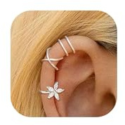 YANCHUN Ear Cuffs Non Piercing 14K Gold Plated Ear Cuff Earrings for Women Trendy Stuff Clip on Cartilage Earring Stacks Non Pierced Adjustable Fake Earrings Set Jewelry Christmas Gift 2026 Stocking Stuffers