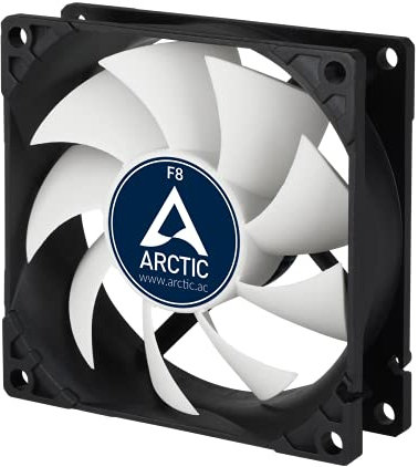 ARCTIC F8-80 mm Standard Gehäuselüfter, leiser Lüfter, Case Fan mit Standardgehäuse, Push- oder Pull Konfiguration möglich, 2000 U/min. - Schwarz/Weiß