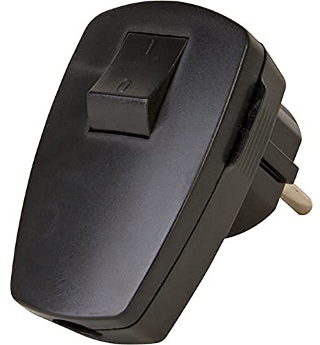 Kopp Schutzkontakt-Stecker mit Schalter, 1 Stück, schwarz, 170405009