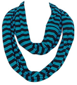 Elegant Striped Infinity Loop Jersey Scarf, Blue