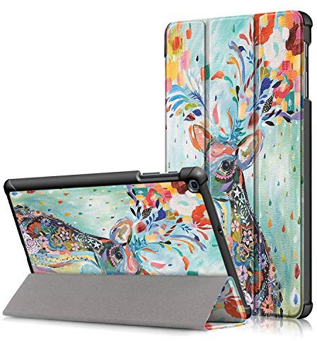 Xuanbeier Ultra Dünn Hülle Kompatibel mit Samsung Galaxy Tab A 10.1 2019 SM-T510/T515 Schutzhülle mit Ständer Funktion,Hirsch
