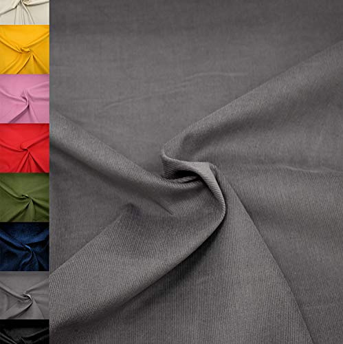 MAGAM-Stoffe Lasse Babycord Feincord Stoff Uni 100% Baumwolle Meterware 50cm (15. Grau)
