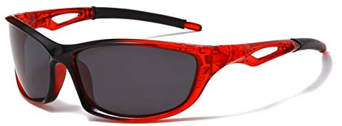 Long Keeper Occhiali da Sole Sportivi polarizzati per Uomo Donna Protezione UV400 Occhiali Sportivi Per Running Montagna Pesca Bici Tennis Montatura Leggera (Nero Rosso)