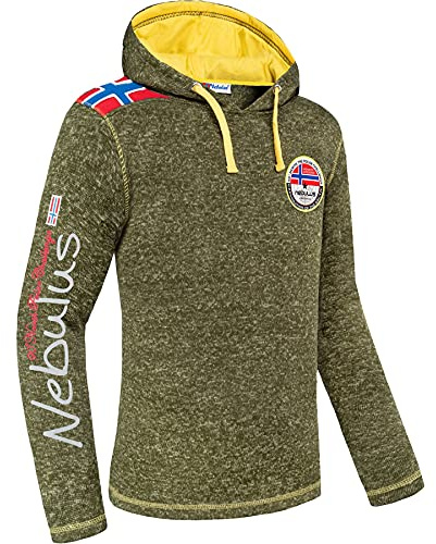 Nebulus Pull en polaire FLAGGY, chaud pour homme, sweat à capuche élégant avec cordon de serrage, Gap Green Melie, XL