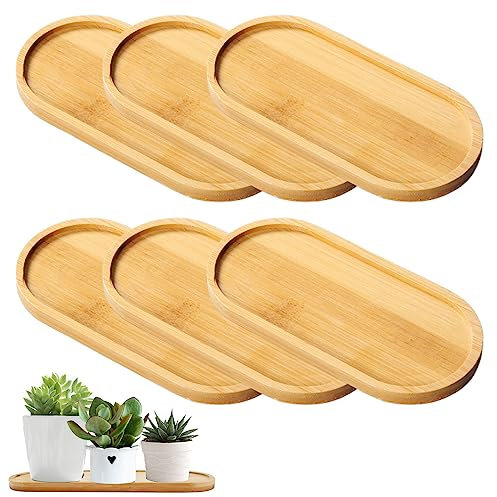 Plateau de Service en Bambou: YIDM Plateau de Service en Bois Ovale, Plateau de Service en Bambou, Plateau Petit Déjeuner, Plateau en Bois pour Vaisselle Boissons Petit-déjeuner Plante en Pot Bijoux