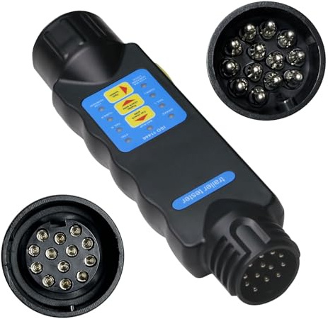 Trailer Plug Socket Tester, EVERGD 12V 13 Pin Trailer Light Connector Cable Wiring Circuit Diagnostic Testing Tools Tester for Towing Car Caravan RV Cars Truck