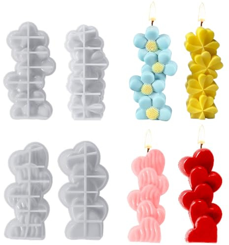 Junhui 4PCS Molde de Silicona para Velas 3D - Moldes para Hacer Velas y Jabones de Aromaterapia