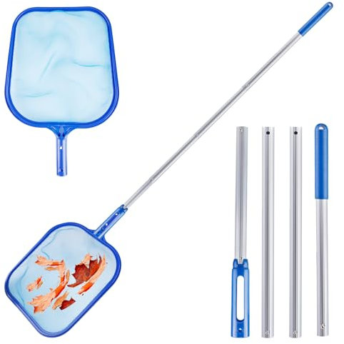 Épuisette de Surface Piscine, Kit de Piscine Nettoyage, Filet à Mailles Fines Épuisette Piscine, Filet de Piscine avec Manche Télescopique en Aluminium, Outil de de Piscine pour Piscines, Spas, Étang