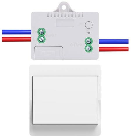 Cerhot Interrupteur Sans Fil Sans Piles - Kit Autoalimenté Va-et-Vient Radio à Distance pour Éclairage Domestique (EU 1Gang 1V1 A)