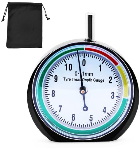 Misuratore di profondità per pneumatici in acciaio inox, Medidor de Dibujo de los Neumáticos 44mm Diametro de la Esfera, Bicicletas Coches Furgonetas Camiones