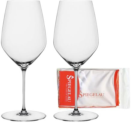 Spiegelau 2-teiliges Bordeauxgläser-Set mit Poliertuch, Rotweingläser (650 ml) und Mikrofaser-Glasreinigungstuch (50 x 64 cm), Kristallglas, Hi-Lite