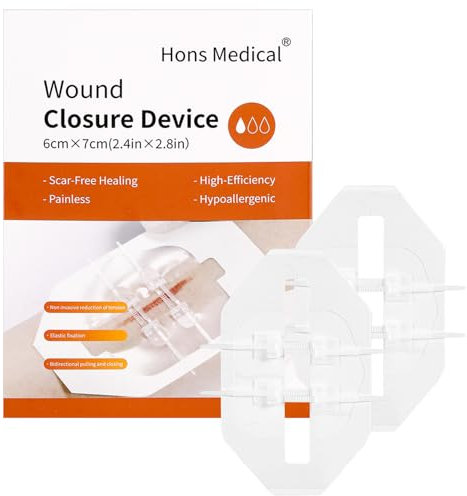 Emergency Wound Closure Strip 2PCS Wound Closure Kit Zip Stitch Wound Closure Device Laceration Closure Kit Wound Closure Glue Bandages Sutures to Close The Cut 6X7CM