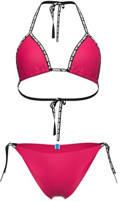 ARENA Solid Bikini Mujer Triangular, Traje de Baño en Tejido Elástico Reciclado de Secado Rápido, Bañador para Playa y Piscina con Copas Extraíbles, Top y Braguitas con Lazos