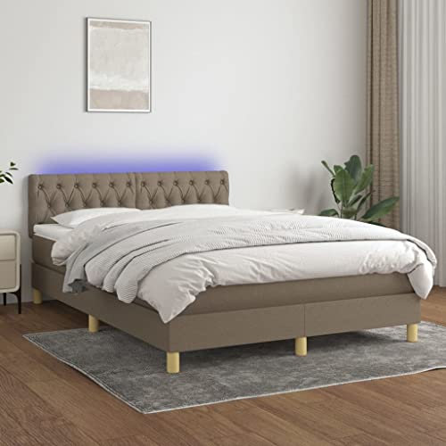 Brokky Boxspringbett mit Matratze & LED Bett Mit Bettkasten Bett Boxspringbett Betten Boxspringbett Mit Matratze Taupe 140x200 cm Stoff - 3133961