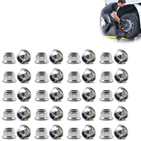 CHSEROK Écrou M6, 40 Pièces M6 Écrou Autobloquant, Écrou M6 Inox avec Anneau de Verrouillage en Nylon, pour Réparation à Domicile, L'assemblage de Machines Automobiles