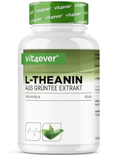 L-Teanina - 180 capsule - 750 mg per dose giornaliera - da estratto naturale di tè verde - alta dose - senza additivi - vegana
