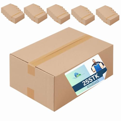 MBC 25-er Versandkarton, faltbar 40x30x15cm | Faltschachtel Braun | Stabil und Robust | Karton Recycelbar | Warensendung Karton | Shipping Boxes DHL | Verpackungskarton für sicheren Transport