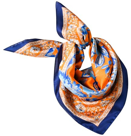 FULEI Silk Feel Scarf for Women 70cm Soft Square Bandana Head Wraps