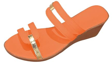 Slingback sandaler damer platta peep toe kilsandaletter slip-on sandaler platå höga klackar med kilklack sommarsandaler för kvinnor halkfria utomhussandaler bekväma strandsandaler, apelsin, 37 EU