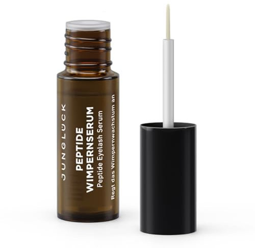 JUNGLÜCK Peptide Wimpernserum Ohne Hormone - Vegan | Für lange und dichte Wimpern und schöne Augenbrauen | Wachstum Lash Serum und Augenbrauenserum mit 5-fach Wirkkomplex aus Peptiden