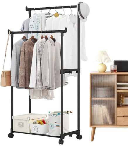 Genérico Estante De Ropa | Soporte Con Ruedas, Organizador Multifuncional Para La Dormitorio Garaje Normal Guardería Baño Comercial