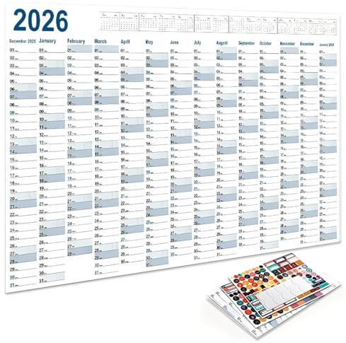 Calendrier 2026 Scolaire XXL 2025/2026, Calendrier Mural, Planificateur Annuel Scolaire, Planificateur Mural avec Semaines, Jours Fériés et Vacances, Calendrier Mural Grand Format
