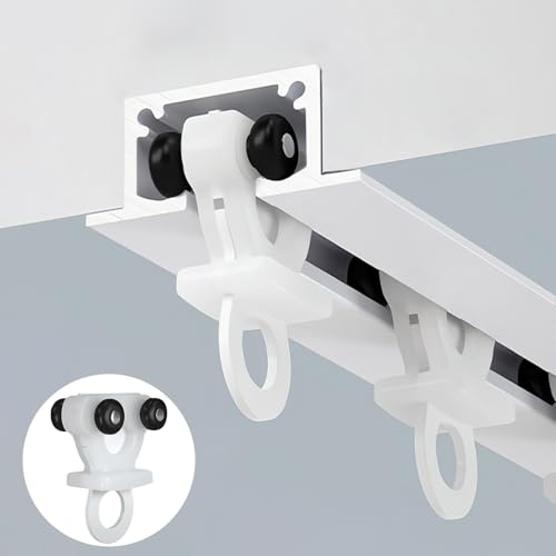 Resistentes Empotrado Riel Cortina Techo | Aluminio Deslizante Rieles para Cortinas de Techo | Fácil De Instalar | para Dormitorio, Hotel, sala de estar(White,1.2m/3.93FT)