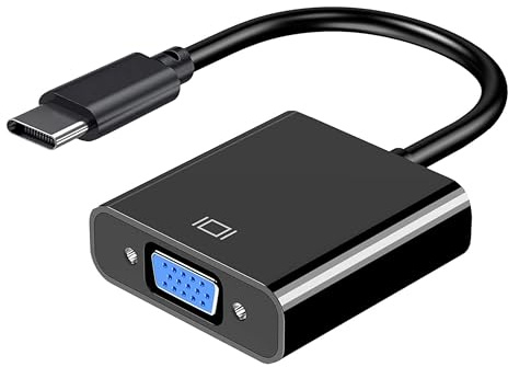 USB C to VGA Adapters Cable for i-Phone, Type C Multi-Display Video Cable Converter, Thunderbolt 3/4 to VGA Adapter Male to Female Compatible with iPhone 16 15, Sam-sung & More (Black)