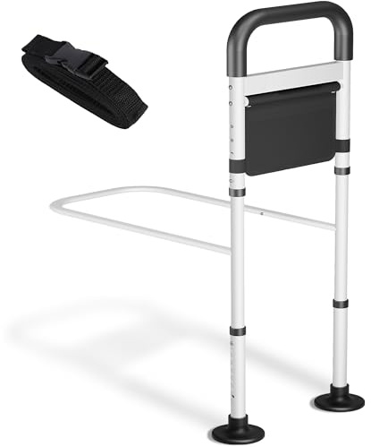 Decmerry Bed Rails for Elderly Adults Safety, ASTM Safety Approved Adjustable Bed Assist Rail for Seniors, 400lb Weight Capacity, with Storage Pocket & Fixing Strap, Fit King/Queen/Full/Twin Bed
