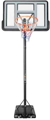 Canasta de baloncesto para exteriores, altura ajustable, soporte para canasta de baloncesto para exteriores, 1,7 – 3,05 m, cesta móvil con ruedas, base estable rellenable, para jardín, patio, parque