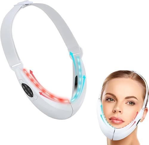 Massager Électrique en V pour le Visage,Électrostimulateur Édition 2026 Appareil de Soins du Visage avec Technologie EMS,Lumière Rouge et Bleue,5 Modes de Traitement