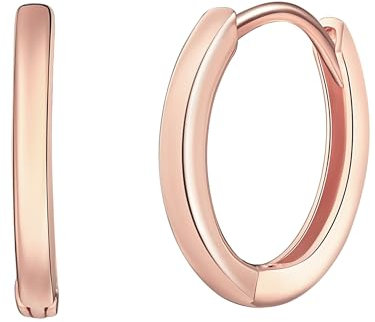 Rafaela Donata Damen Creolen aus 925/- Sterling Silber rosévergoldet - Klappcreolen Silbercreolen Rosegold klassisch Unisex