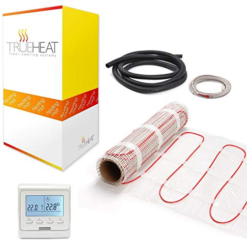 Electric Underfloor Heating Mat Kit for Tile or Stone Floors 200W/m2-12m2 with White Programmable Thermostat