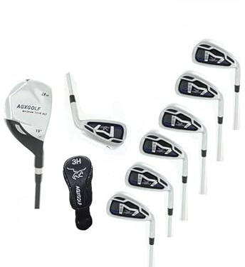 AGXGOLF Boy's Magnum All Graphite Series Irons Set: w/ 3 Hybrid + 5, 6, 7, 8 & 9 Irons + PW + Bonus Sand Wedge US Built