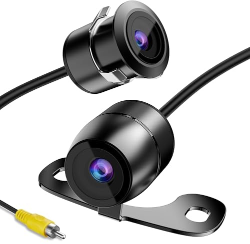 Backup Camera Flush Mount, Metal Housing 170°Wide View Angle Rear/Side/Front View Camera for Car, Clear Night Vision IP69 Waterproof Reverse Camera for Vehicle SUV RV Pickup, 18.5mm, 12V/24V, Black